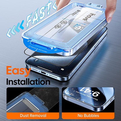 Screen Protector for iPhone 16/15/14/13/12 Series, Full Coverage Protective Tempered Glass, Easy Installation, Case-Friendly,Fingerprint Reduction,Shockproof Protection ACC  2 Pcs