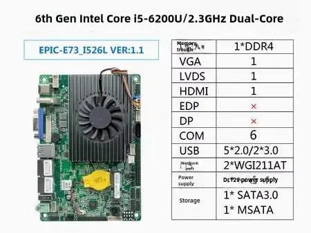 i5-6200U 3.5 inch Motherboard 3.5" SBC IPC Mainboard industrial with SKylake Dual Core DC-12V 6xCOM 2 x i211 LAN