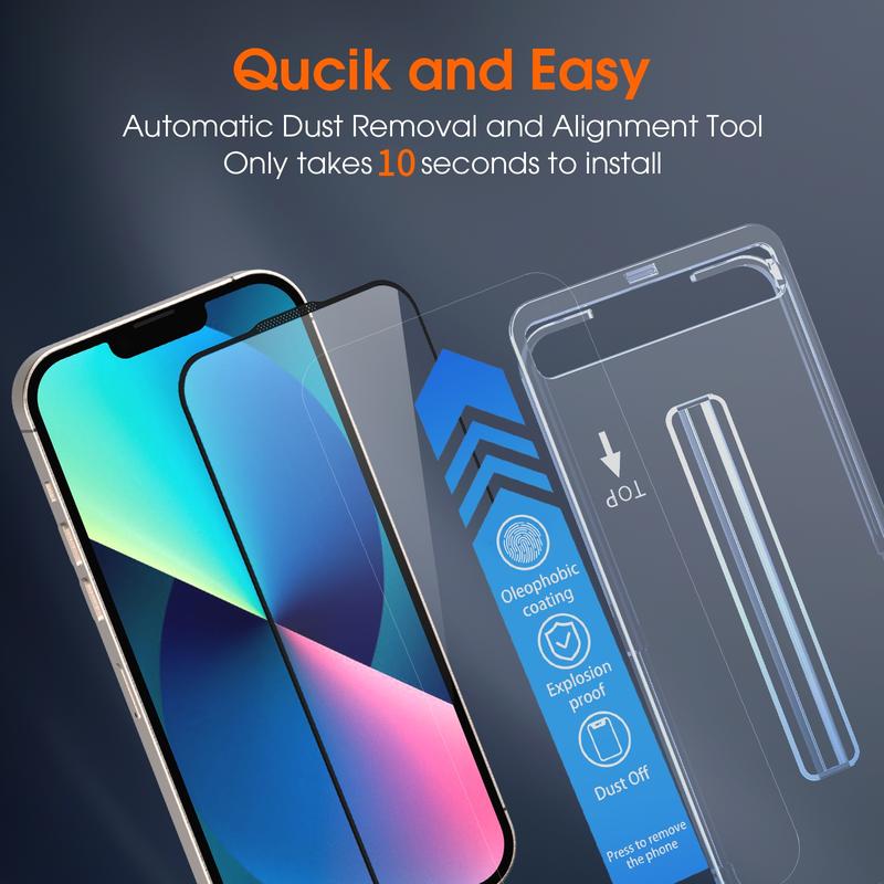 TIDEOK 2 Pack Screen Protector for iPhone 16/15/14/13-10s Fast Install, 9H Hardness, Auto Dust Removal, Bubble-Free, HD Clear, Anti-Spy & Anti-Fingerprint