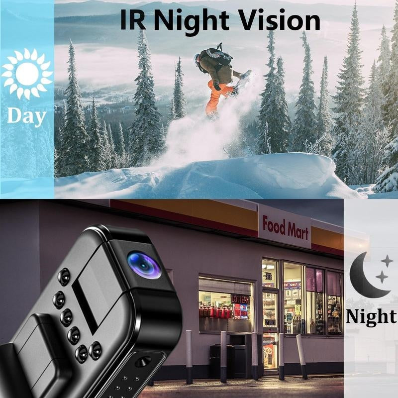 Wireless Vlog Body Camera, Wearable Body Cam with Night-Vision & 180° Rotation Lens, Portable Sport DV Camcorder for Outdoor Sport Skiing Cycling Hiking, Boyfriend Gift