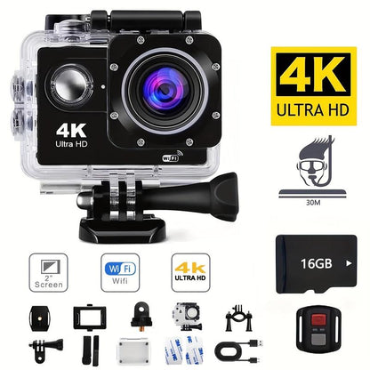 Action Camera with 4K 30FPS Ultra HD Video,12MP Photos, HDR,2.0" Image Sensor, Daily Streaming, HD camera, Stabilization