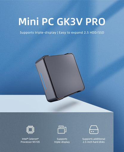 GK3VPLUS/N100 Mini Host N150 Home Office 4K Gaming Micro Portable Computer with Triple Screen Output