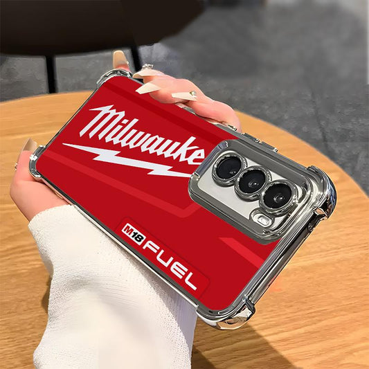 Designed for SAMUNG Galaxy S24/S23/S22 S24+ Smartphone Ultra FE Plus Phone Electroplating luxury transparent four corner anti drop and shockproof phone case Red Pattern Milwaukee Phone Case C010 Screen Protector Protection Screen Protector Protection