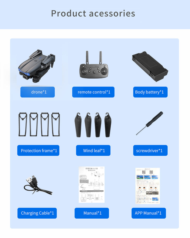 E99pro Foldable Drone HD Dual Camera Aerial Photography Altitude Hold Quadcopter E88PRO Remote control aircraft K3