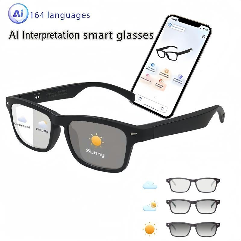 AI Interpretation Smart Glasses,160 Languages, Chat GPT,Audio Glasses for Men And Women,Microphone And Speaker, HD Voice Calls And HIFI Music Quality,Hands-Free Calling,Color Changing Lens, Suitable for  Riding,Driving,Travel,Black Friday & Cyber Monday