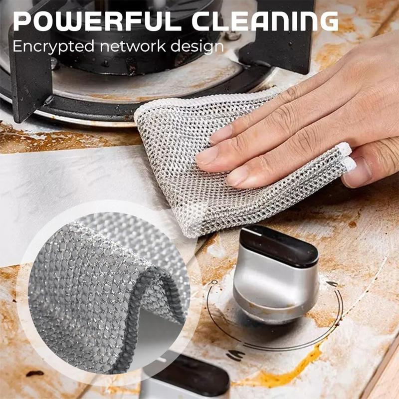 【Freeship】12-Pack Dishwashing Rags, Multipurpose Non-Scratch Wire Dishcloths for Wet and Dry Use,Reusable Wire Cleaning Cloths for Kitchen, Sinks.and Pans Silver Removable, Washable & More