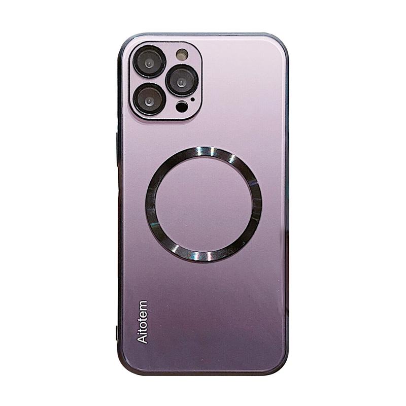 For iPhone 16 15 14 13 12 Pro Max Magnetic Gradient Case with Full Camera Lens Protector [Compatible with MagSafe] Scratch Resistant Gradient Glass Back Cover