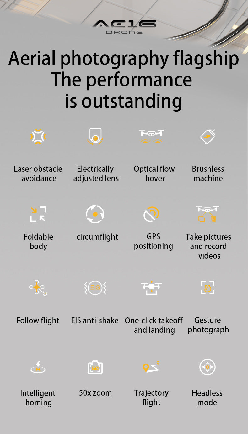 Cross-Border AE16Drone Laser Obstacle Avoidance Drone GPS Satellite Positioning Four Lens Brushless Quadcopter