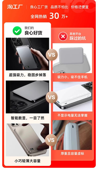 Ultra-Thin MagSafe Magnetic Watch Wireless Power Bank10000mAh Digital Display PD Two-way Fast Charging Power Bank