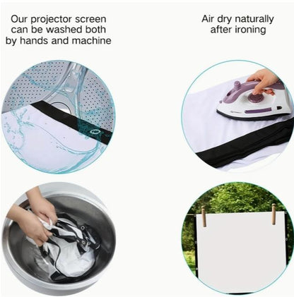 TUOGTCI 72” 16:9 Portable Projection Screen with Stand, Foldable Double Sided Polyester Fiber, Wrinkle Resistant, Washable, For Home Theater, Travel Projector - No Charging, Wireless Free, No Batteries Required