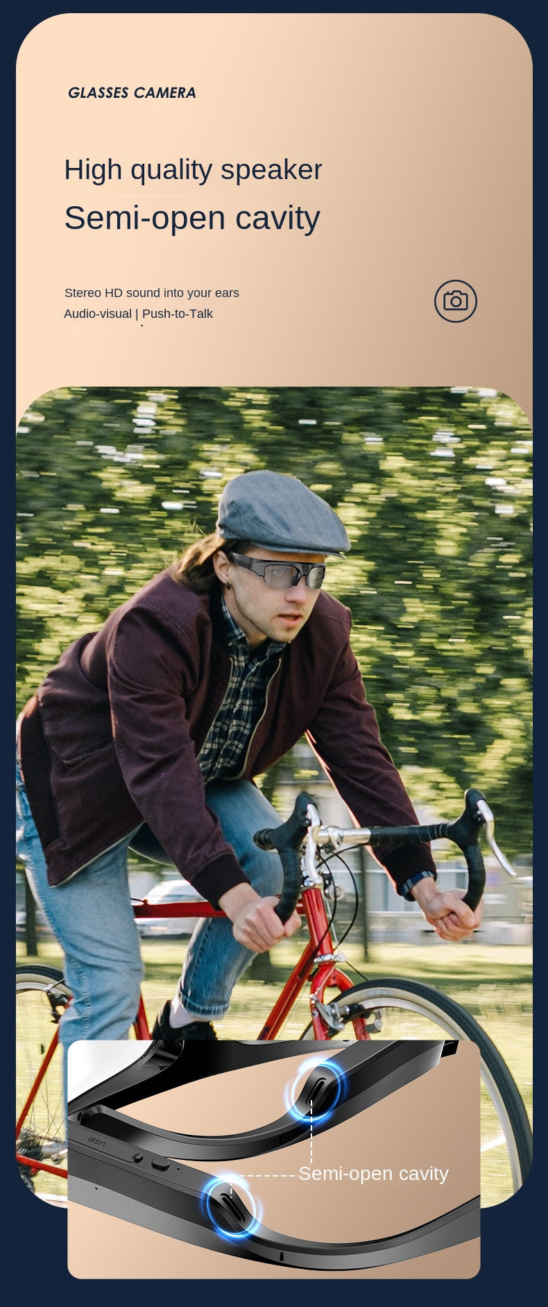 New Anti-Blue Light Audio Wireless DV Sports Camera Running Cycling Music Listening Smart Bluetooth Glasses Headphones