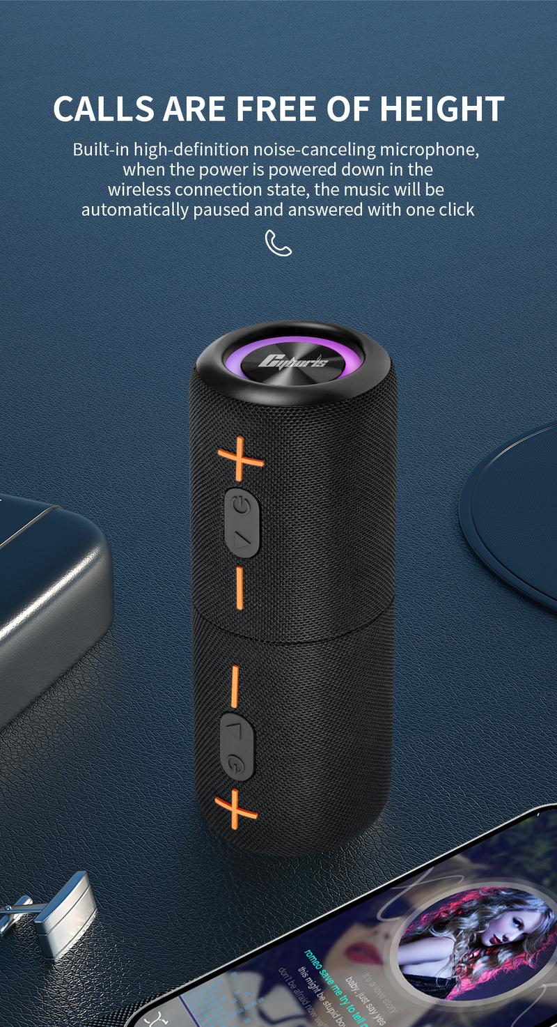 Cyboris springtok  S10 2 in 1 Portable Split Bluetooth speaker Portable subwoofer, 20W High Volume Stereo, IPX6 Waterproof, Smartphone Audio Cyber Black