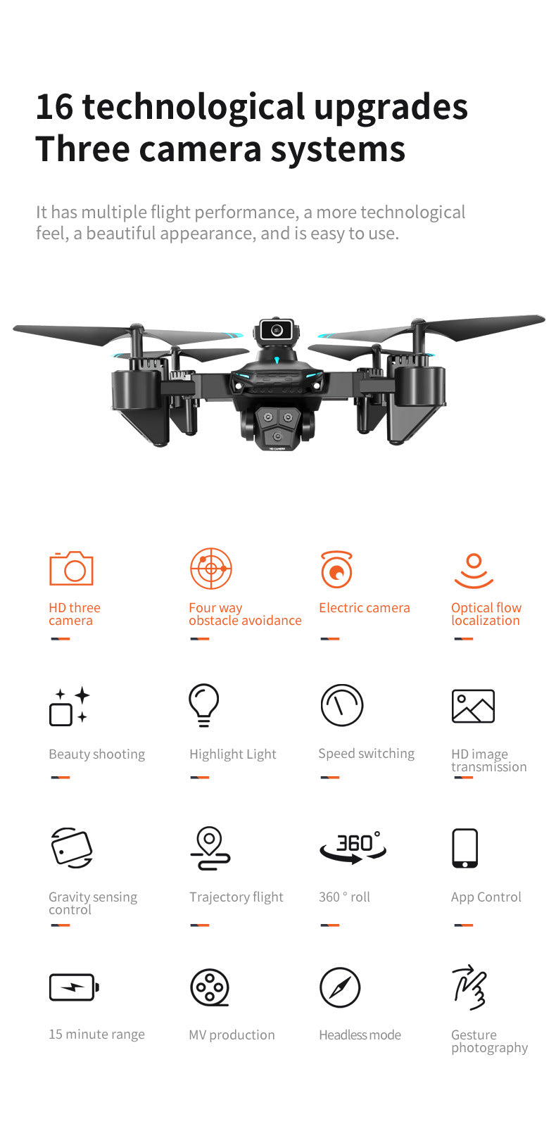 Cross-Border KY605S Drone Three-Camera Aerial Photography Four-Sided Obstacle Avoidance Remote Control Aircraft Optical Flow Positioning Quadcopter