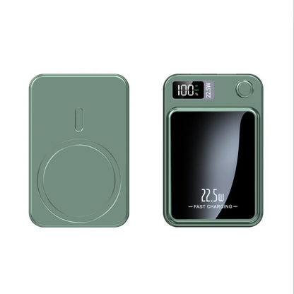 Green Springtok Digital Power Display 10000 mAh Ultra-Thin Mini Wireless Magnetic Power Bank for iPhone & Android Phones, Compact and Portable Charger Chargeable Smartphone Battery