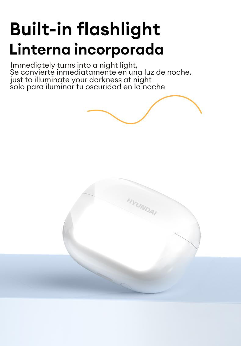 HYUNDAI Friend Pro Noise Reduction Headphones with Full Color Touch Charging Case, Robust Bass Stereo Audio Headset, IPX5 Waterproof & Anti-lost Search Function Earbuds