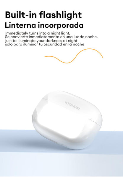 HYUNDAI Friend Pro Noise Reduction Headphones with Full Color Touch Charging Case, Robust Bass Stereo Audio Headset, IPX5 Waterproof & Anti-lost Search Function Earbuds