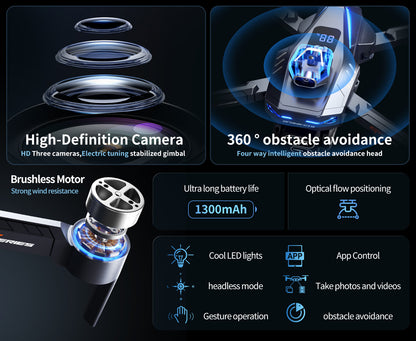 Cross-border Drone GT8Three-Camera Aerial Photography Four-Axis Flight Power Display Over-Distance Reminder Remote Control Toy Airplane