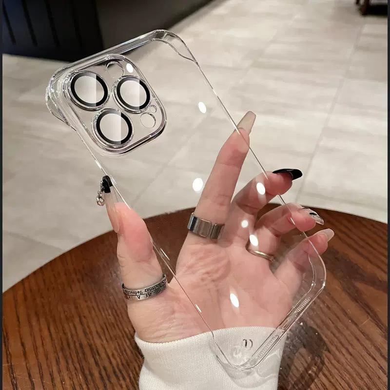 Compatible with iPhone 16 15 14 13 12 11 PRO MAX Plus Frameless Ultra-thin Apple 14 Transparent 12 Hard 11 with Built-in Lens Protector Phone Case