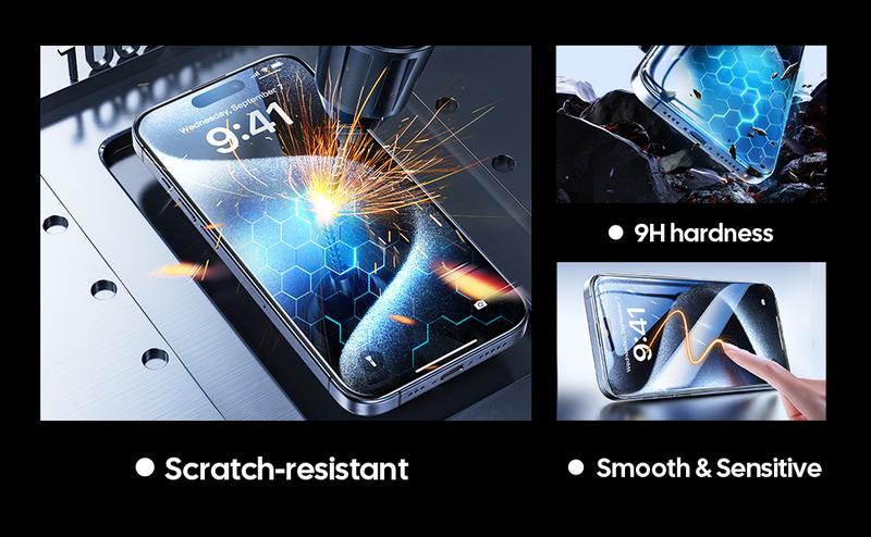 Screen Protector for iPhone 16/15/14/13/12 Series, Full Coverage Protective Tempered Glass, Easy Installation, Case-Friendly,Fingerprint Reduction,Shockproof Protection ACC  2 Pcs