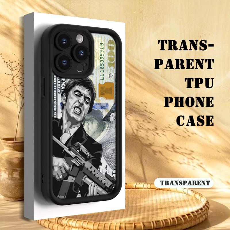 Creative Scar Face Painted Pattern Case for iPhone 16 15 14 Pro Max 13 12 11 XR XS Plus Shockproof Drop Protection Rugged Durable Silicone Cover