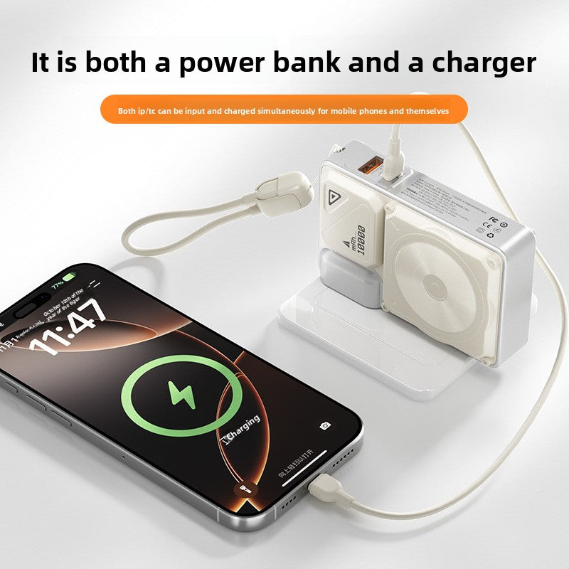 Power Bank AC Power Bank 35W Fast Charging with Built-in Cable Portable Power Supply Magnetic Wireless Charging Stand Multi-Function
