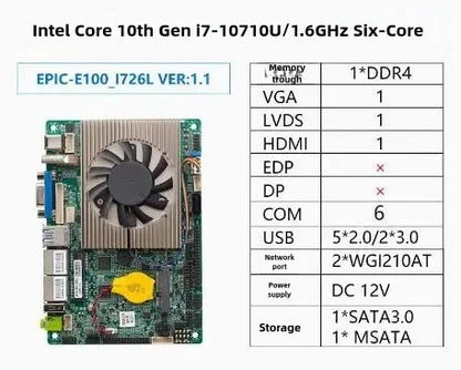 i7-10710U 10TH CPU Brand 3.5 Size IPC Embedded Mainboard SBC 3.5-inch Industrial Motherboard Onboard 6*COM 2*LAN