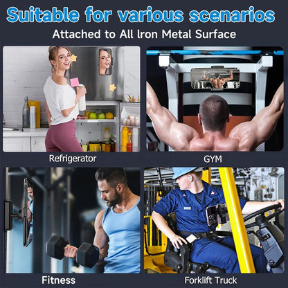 Portable Gym Magnetic Phone Holder with Magnet Base Attach to Metal Surface, 360° Adjustable Gym Phone Holder Magnet Mount for All Smartphones