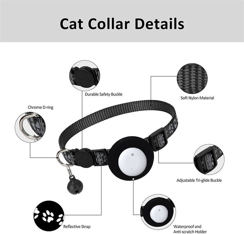 Pet Cat Tracking Collar Only iOS Compatible Apple Find My Locator Footprint Reflective Collar