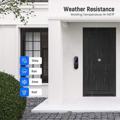 Smart 1080P Video Doorbell Camera Wireless, AI Human Detection, Live View, 2-Way Audio, Included Chime, Night Vision, 2.4G Wi-Fi, Cloud Storage, Indoor/Outdoor Surveillance Cam (Purple)