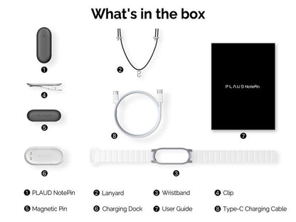 PLAUD NotePin Smart Voice Recorder, 64GB Memory, Supports 112 Languages, App Control, AI Transcribe & Summarize, Audio Recorder for Lectures & Meetings