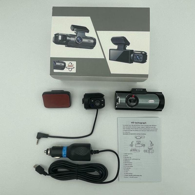 Front & Rear Dual Recording Dash Camera, 1080P HD Dashcam for Vehicle, Automotive Wide Angle Video Surveillance, Car Camera with IR Night-Vision, Car DVR Camera, Camera Security, Dash Camera for Car, Dashcam