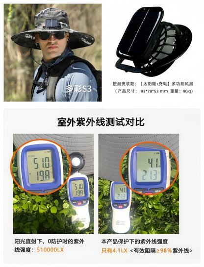 Foreign Trade Hot Item Solar Hat Rechargeable Dual Fan Men's Fishing Fisherman Hat Outdoor Sun Hat Sun Protection Hat