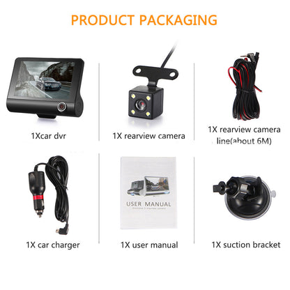 Three Lens4Inch Hd1080P Parking Monitoring In Stock Wholesale Foreign Trade Hot Selling Gravity Sensing Driving Recorder