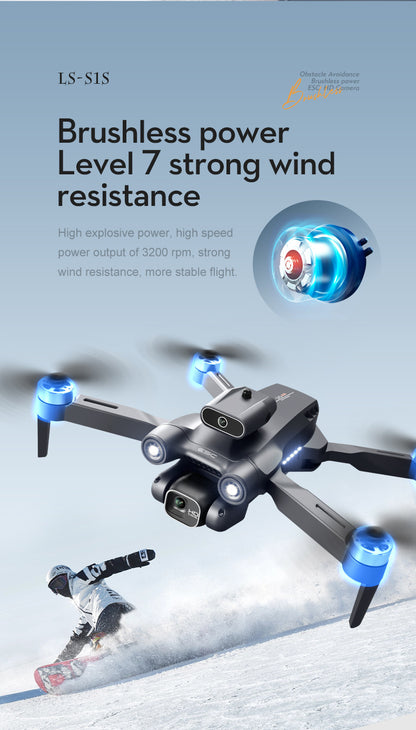 S1S Pushe Foldable Drone Obstacle Avoidance Aerial Photography Quadcopter Brushless Motor Electronic Fence Remote Control Aircraft