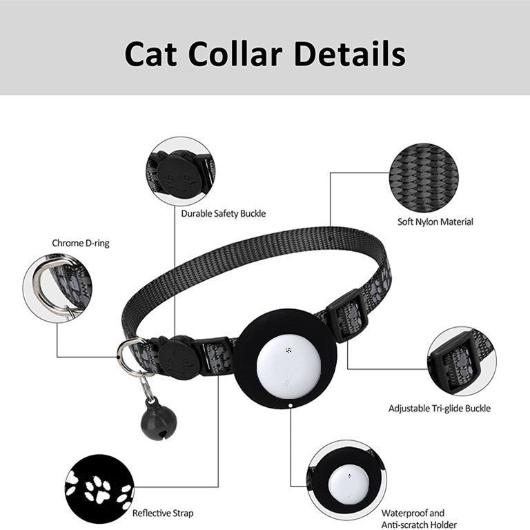 Pet Cat Tracking Collar Only iOS Compatible Apple Find My Locator Footprint Reflective Collar