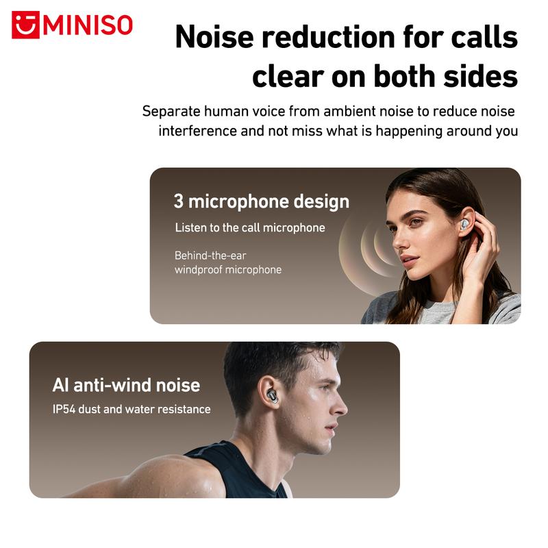 MINISO MS105 Wireless Earbuds Bluetooth 6.0 Earphones, In Ear Earbuds,Waterproof Wireless Earphones, Suitable for Office, Sports, Study and Audio Calls, Built in Microphone, Gaming Bluetooth Headphones