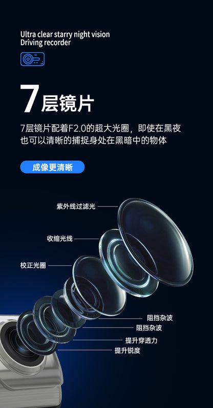 Private Model4K Ultra HD Recorder No-installation Night Vision Parking Monitoring GPS Dual Lens Dash Cam