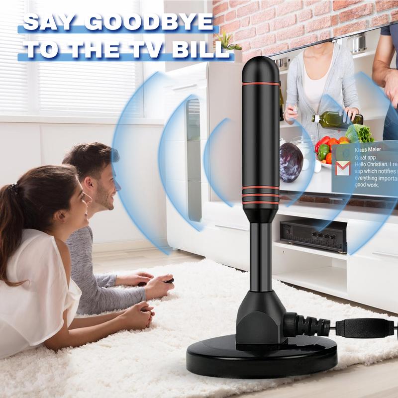 HDTV Antenna, Long Range Indoor/Outdoor Digital TV Antenna with Amplifier, Magnetic Base, 4K 1080p Support, Free Local Channels