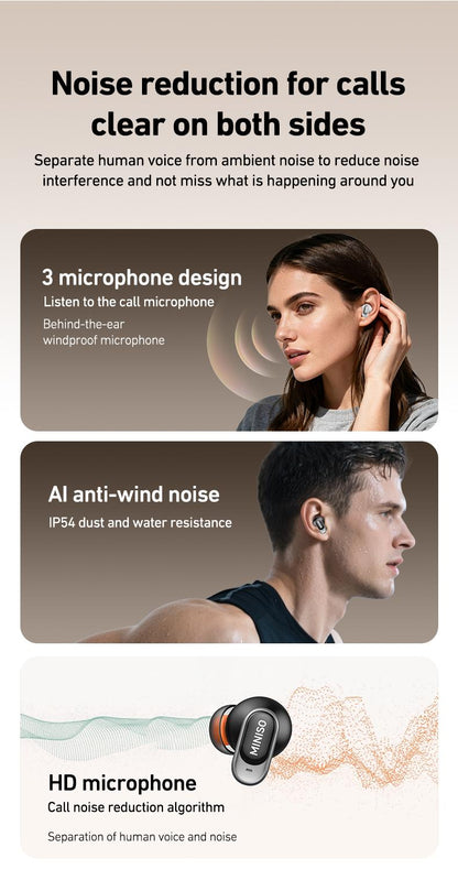 MINISO MS105 Wireless Earbuds Bluetooth 6.0 Earphones, In Ear Earbuds,Waterproof Wireless Earphones, Suitable for Office, Sports, Study and Audio Calls, Built in Microphone, Gaming Bluetooth Headphones