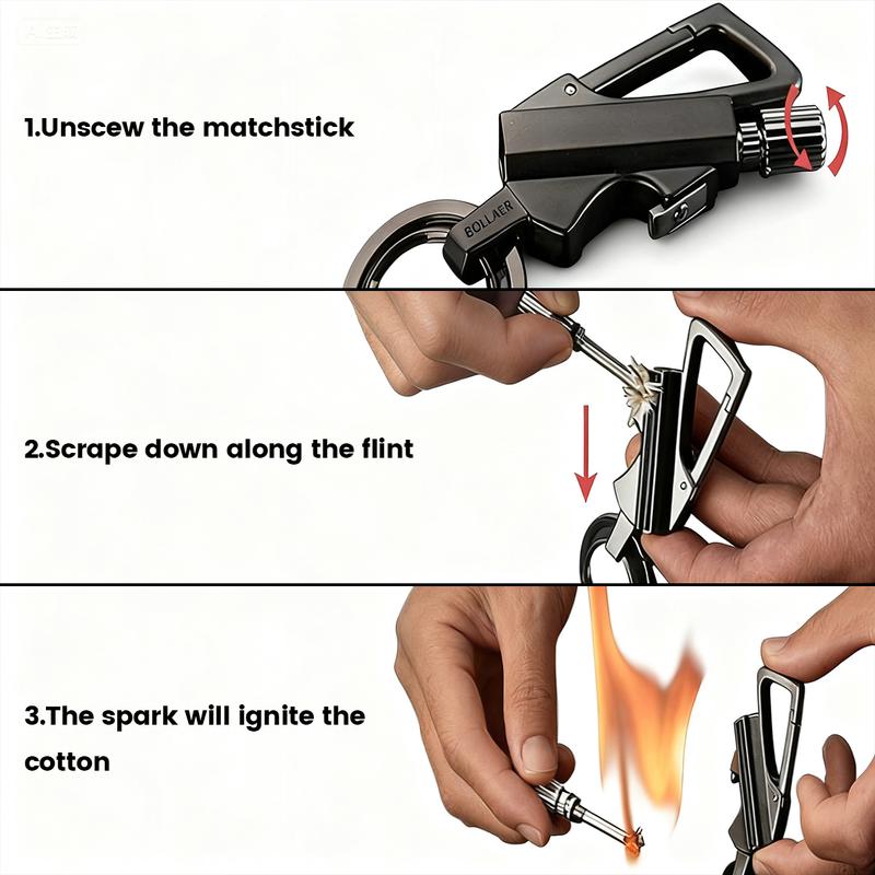 Keychain Lighter(Not Contain Lighter Fluid) ,Permanent Match,Permanent Match Keychains,Reusable Fire Starter Key Ring, Hidden Forever Lighter Keychain,for Outdoor Survival Gift for Men,Mini Waterproof Lighters