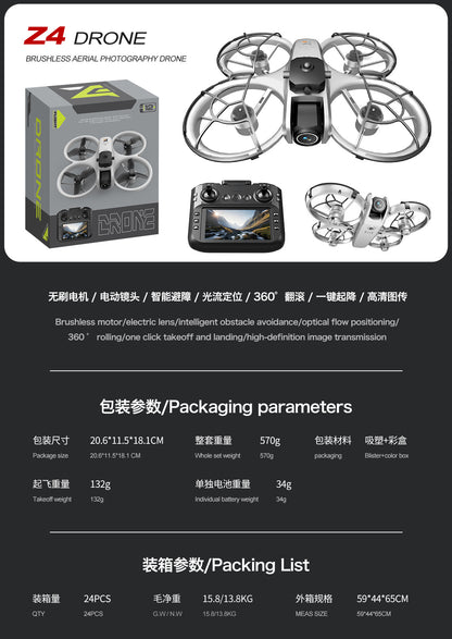 Cross-Border Z4Drone Large Screen Aerial Photography Brushless Quadcopter Obstacle Avoidance Anti-Collision Flying Machine Toy Remote Control Airplane