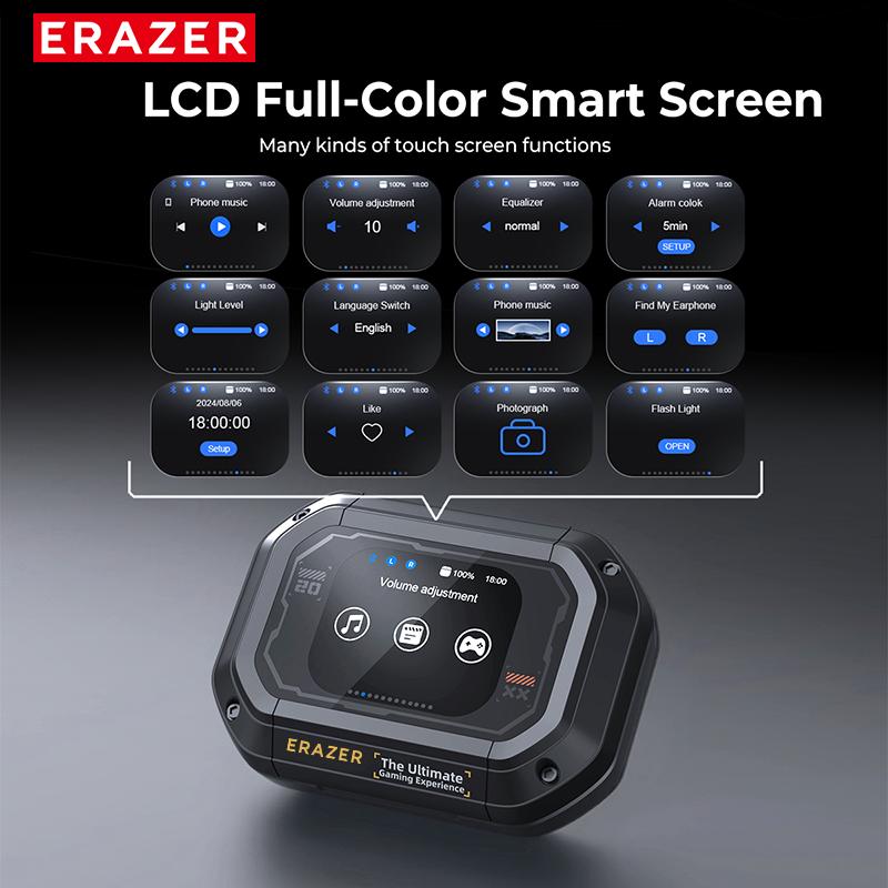 ERAZER XP6 Wireless Earbuds, Bluetooth 5.4 HIFI Sound Quality Bluetooth Headphones, Sports Gaming with Low Latency Earbuds, Touch Control IPX5 Waterproof With microphone Earphones Headsets