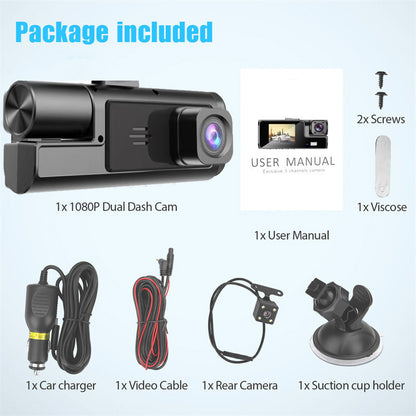 Cross-Border Dual-Lens HD Car Front and Rear Dual Recording Integrated Camera Wide-Angle Night Vision WIFI Driving Recorder