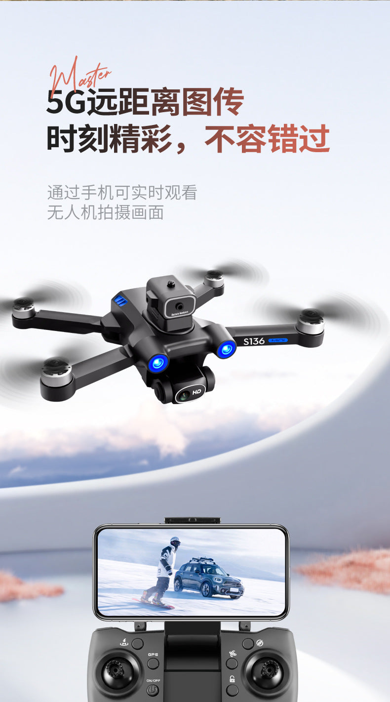 Cross-Border S136Uav GPS Positioning Brushless Motor HD Dual Camera Aerial Photography Obstacle Avoidance Remote Control Aircraft Drone
