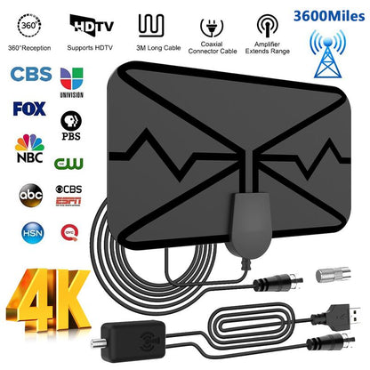 HDTV Antenna, Long Range Indoor/Outdoor Digital TV Antenna with Amplifier, Magnetic Base, 4K 1080p Support, Free Local Channels
