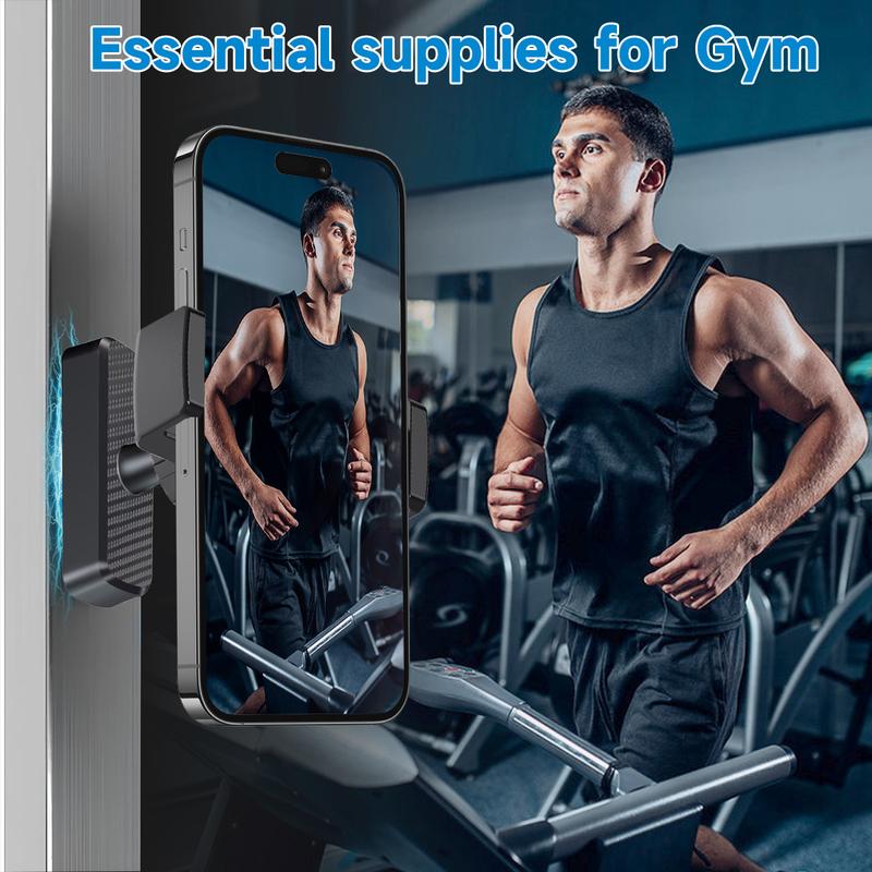 Portable Gym Magnetic Phone Holder with Magnet Base Attach to Metal Surface, 360° Adjustable Gym Phone Holder Magnet Mount for All Smartphones
