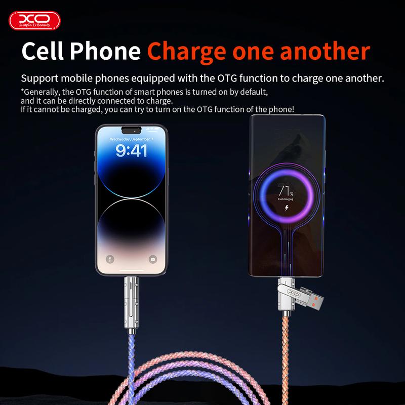 【Mother's Day Gift】Four-in-One 100W Colorful lights Data Cable,Supports fast charging and data transmission,Free switching four interfaces, Luminous Durable