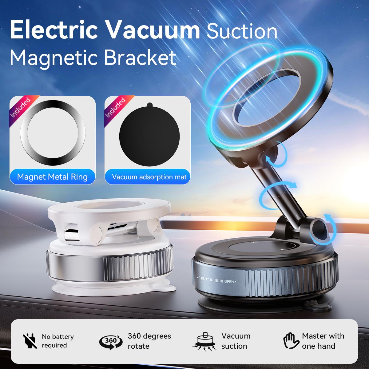 Upgraded Magnetic Phone Holder,Unpowered Version 360° Rotatable Adjustable and Foldable Magnetic & Vacuum Adsorption Car Holder, No Noise for iPhone & Android