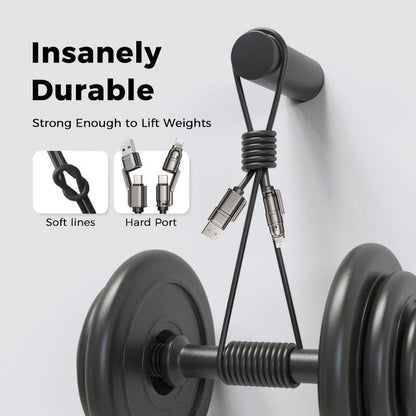 NEW - MAGIC JOHN USB Type C Charging Cable, 4 in 1 Function, 65W Fast Charging, Liquid Silicone and Aluminum Alloy Material, Braided Data Cable, Black & Gray