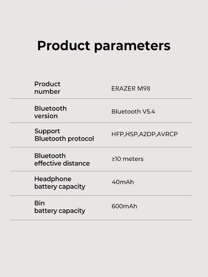 ERAZER XP6 Wireless Earbuds, Bluetooth 5.4 HIFI Sound Quality Bluetooth Headphones, Sports Gaming with Low Latency Earbuds, Touch Control IPX5 Waterproof With microphone Earphones Headsets